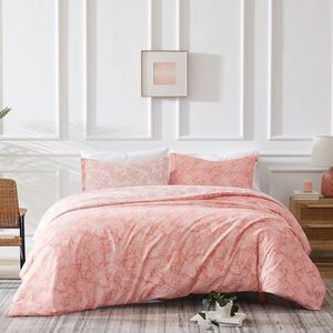 Southshore Fine Living, Inc. Oversized Comforter Bedding Set Down Alternative All-Season Warmth, Soft Reversible Bedspread 3-Piece with Two Matching Shams, Paisley Coral, King/California King