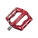 Funn Funndamental Flat Pedals - Wide Platform Bicycle Pedals for BMX/MTB Mountain Bike, Adjustable Grip for Outstanding Stability, 9/16-inch CrMo Axle (Red)