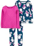 Simple Joys by Carter's Girls Baby, Toddler, and Little 3-Piece Snug-Fit Cotton Pajama Set, Penguin/Dots, 4T