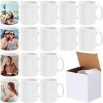 16 Pack Sublimation Mugs 12 oz Blank Coffee Mugs White DIY Coated Ceramic Cup Blank Mugs Bulk Drinking Cups White Ceramic Sublimation Mugs with Large Handle White Gift Box for Coffee Tea Milk