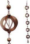 Rain Chain Rain Catcher Chain Copper Rain Chains for Gutters Rotating Rain Catcher Chain with Bell Retro Wind Chimes Decorative Rain Chain for Outside Garden Decor