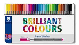 Staedtler Triplus Fineliner Pens - Metal Gift Tin of 30 Brilliant Colours - 0.3mm