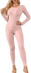 Ekouaer Womens Thermal Underwear Sets Long Johns Long Sleeve Base Layer Pajama Top and Leggings Set Cold Weather Pink L