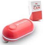 Kitchen Mama Mini Electric Can Opener: Battery Can Opener to Open Your Cans with A Simple Push of Button - Smooth Edge, Food-Safe, Eazy and Cute Can Opener (Red)