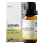 Xencare Lemongrass USDA Organic Essential Oil | 100% Pure Natural Undiluted | Vegan Non-GMO Cruelty-Free | Premium Aromatherapy for Diffusers Baths & Topical Use (0.33 fl oz, 10ml)