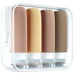 Vn care Silicone Travel Bottles For Toiletries, Pack 4 Shampoo Bottle Set, Toiletry Bottles, Containers Small Leakproof Mini Essentials -90ml, Multicolour