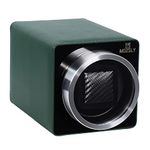 MOZSLY Watch Winder for Automatic Watches Single with Quiet Motor 12 Rotation Mode Setting AC Adapter Battery Powered Green Leather