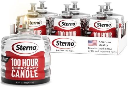 Sterno 100-Hour Emergency Candles - Long Burning Unscented Candles for Emergencies and Power Outages - Burns Up to 100 Hours - Set of 6 - Clean Burning Liquid Paraffin
