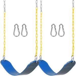 DECORLIFE 2-Pack Swing Seat for Outdoor Swing Set, Support 330lb, Swings Replacement Kits with Coated Chains for Kids, Swing Set Accessories with Snap Hooks for Outdoor Backyard Playground, Blue
