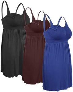 iloveSIA 3PCS Women's Maternity Breastfeeding Dress Nursing Nightgown Black+Coffee+Blue Size L