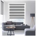 Ruby Deals Day and Night Roller Blinds Window- Dual Layer Fabric Zebra Roller Blind for Windows and Door Curtain- Day Night Blinds (Grey, 124x210cm)