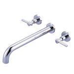 Aleasha Wall Mount Tub Filler Chrome, Two Handle Bathtub Wall Faucetn, Solid Brass and Long Spout Reach