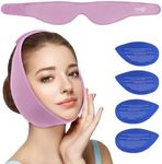 NEWGO Jaw Ice Pack Wisdom Teeth Ice Pack for Face Oral Pain Relief, Face Ice Pack Wrap with 4 Hot Cold Therapy Gel Packs for TMJ, Chin, Jaw, Facial Surgery, Tooth Extraction - Purple