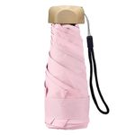 PRIME PICK Compact Travel Umbrella - Windproof & UV Protection Mini Umbrella with Anti-Slip Handle for Men, Women, & Kids - Lightweight, Foldable, 95% UV Block, Rain & Sun Coverage - Color Pink