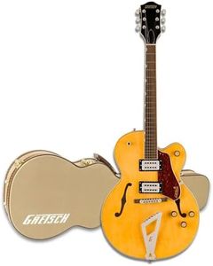 Gretsch G2420 Streamliner Hollow Body Single-Cut Electric Guitar with Maple Body (Village Amber) Bundle with Gretsch G2420T Tweed Hard Shell Case (Brown) (2 Items)