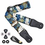 Nefelibata Japanese Cotton Guitar Strap for Acoustic Guitar, Ukulele, Free Headstock Strap Adapter with Buckle, Guitar Picks and Strap Lock(Fairy Crane)