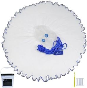 Drasry 1/4 Saltwater Fishing Cast Net for Bait Shirmp Trap Fish Throw Net with Heavy Lead Sinkers. Size 3FT to 10FT Radius Freshwater(1/4 Inch Mesh) Monofilament Cast Net, 8FT(240cm) Radius