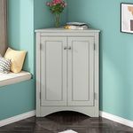 LifeSky Corner Cabinet for Bathroom - Bathroom Corner Cabinets with Doors - Triangle Corner Storage Cabinet for Small Space Grey