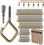 Emiluil 102 PCS Metal Bronze Eye Screw Hooks for Hanging Heavy Duty.Windproof Ceiling Hooks for Hanging Plants,Cup,Wind Chime,Bird Feeders,Christmas String Lights at Indoor&Outdoor 2.2 Inch