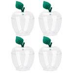 HANZE Large Apple Container, Apple Shaped Candy Toy Gift Filling Containers Jar for Party Wedding Christmas Decorations Party Supplies Favors - Clear (4 Pack)