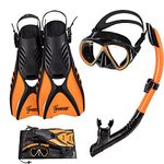 Seavenger Hanalei Anti-Fog 4-Piece Snorkeling Set (Kids-Orange Peel, X-Small)