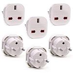 EU Travel Adapter - UK to European Plug Adapter - Travel Plug Converter UK to EU Type C, E, F for Spain, France, Russia, Italy, Germany, Portugal, Turkey & more (White)