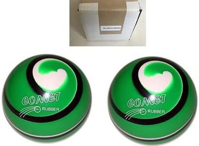 BuyBocceBalls New Listing (5 inch- 3lbs. 12 oz.) - Pack of 2 - EPCO Duckpin Bowling Balls- Comet Rubber - Green with Black & White