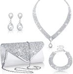 Tiamon 4 Pcs Rhinestone Jewelry Set