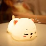 Parssufy Night Lamp, Cat Lamp, Cat Light lamp, Cat Touch Silicone Lamp, 7 Colour Changing Light for Kids Bedroom, USB Rechargeable (Cat Light lamp)