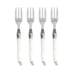 French Home Laguiole Dessert Forks Set of 4 – Stainless Steel Forks Silverware Cake Serving Set – Cake, Pie, or Appetizer Forks – Dishwasher Safe Small Forks – Salad Forks w/Faux Ivory Handles