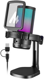 MAONO USB Gaming Microphone for PC, Noise Cancellation Condenser Mic with RGB Lights, Mute, Gain for Streaming, Recording, Podcast, Chat, Twitch, YouTube, Discord, Computer, PS5, PS4, DGM20 Black