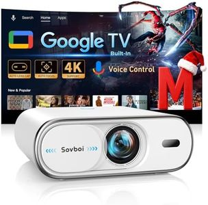 Projector Compatible with Google TV|1800 ANSI|Auto Lens Cap&4D Keystone|Auto Focus|Voice Control Portable Outdoor Projector 4K with WiFi and Bluetooth, Sovboi Smart Proyector for Netflix Home Theater