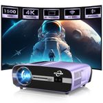 Smart 4K Projector Daytime 1500ANSI Lumens, Ultra HD LED Home Cinema Projector WIFI 6 Bluetooth,Android TV,Built in Apps,HDR10,6D Keystone,DSP Audio,38W Speaker, Zoom for Bedroom Outdoor Movie Gaming