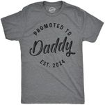 Mens Promoted To Daddy 2024 T Shirt Fathers Day for New Best Dad Ever (Dark Heather Grey - 2024) - L