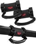 Badass Moto Roll Bar Grab Handles - SXS, ATV, & UTV Grab Handles Grips for 1.5 to 2" Rollbar - Black & Red Hand Grip Grabs with Stainless Steel Buckles for Honda, Teryx, Can-Am, Polaris, More - 2 pack