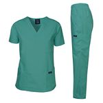 Dagacci Scrubs Medical Uniform Mens Scrub Set Medical Scrubs Top and Pants, Oliver Green, Large