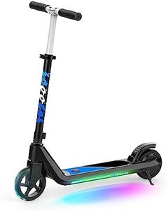 LINGTENG Electric Scooter for Kids Age of 6-10, Kick-Start Boost Kids Scooter with Adjustable Speed and Height, Kids Scooter with Flash Wheel & Deck Lights