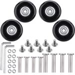 NONMON 4Pcs 50x18mm Luggage Suitcase Replacement Wheels, Rubber Swivel Caster Wheels with Bearings Repair Kits for Luggage Suitcase