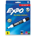 EXPO Low Odour Dry Erase Markers, Chisel Tip, Assorted Colours, 8 Count