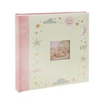 Kenro Sun, Moon & Stars Series Pink Baby Photo Album for 200 Photographs 6x4 Inch / 10x15cm with Slip-in Pages and Memo Space - KB701PK