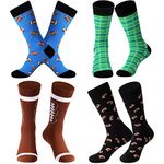 Coume 4 Pairs Football Socks Youth Kids Novelty Socks Cotton Socks for 6-10 Volleyball Casual Crew Socks Gift Adult Football Basketball Socks Sports Series Socks for Teen, One Size