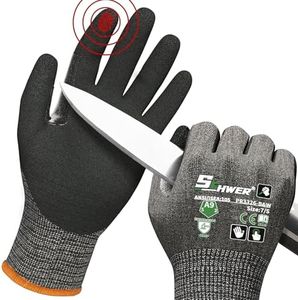 Schwer ProGuard High Level Cut Resistant Work Gloves PR3326 for Extreme Protection,ANSI A9 Cut Gloves with Reinforced Thumb, Non Slip, Breathable, Durable, Touch-screen,12 Pairs, Black (S)