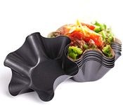 IAXSEE 6 Pcs Tortilla Pan Set Non-Stick Fluted Tortilla Shell Pans Taco Salad Bowl Makers, Carbon Steel Tostada Bakers (6 pcs)