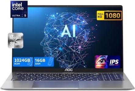 AOC AI Gaming Ordinateur Portable Intel Core Ultra5 125U(12 Coeurs,14 Threads, Jusqu’à 4,30 GHz) avec 16Go DDR5 1024Go SSD 16.1 Pouces FHD AI PC Portable, Métallique, Rétro-éclairage, Type-C, WiFi 6