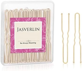 JASVERLIN U Shaped Hair Bobby Pin Blonde, U Hair Pins for Buns Maker Hairpins Updos Long Large Curly Waved Hairstyling Clips for Women Girls Ballet Wedding 2.4inch