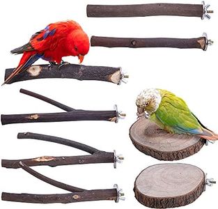 Deloky 8 PCS Natural Wood Bird Perch Stand-Wooden Parrot Perch Stand-Perch Platform Cage Accessories for Parrotlets Budgies Cockatiels Parakeets Lovebirds