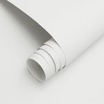 Timeet Self Adhesive Wallpaper White Matte Sticky Back Plastic 40x300cm Peel and Stick Wallpaper Warm White Frosted Surface Waterproof Vinyl Film Roll for Furniture Wall