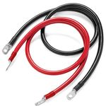 HUATOL 2 AWG Battery Cable, 2PCS Copper Battery Cables with Terminals, Battery Power Inverter Cables with 5/16 in Lugs Terminal for Automotive Solar Marine Boat RV Car Motorcycle(3.3 FT)
