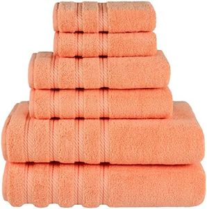 American Soft Linen Premium, Luxury Hotel & Spa Quality, 6 Piece Kitchen & Bathroom Turkish Genuine Cotton Towel Set, for Maximum Softness & Absorbency, [Worth $72.95] Malibu Peach