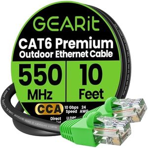GearIT Cat6 Outdoor Ethernet Cable (CCA Copper Clad, Waterproof, Direct Burial, In-Ground, UV Jacket, POE, Network, Internet